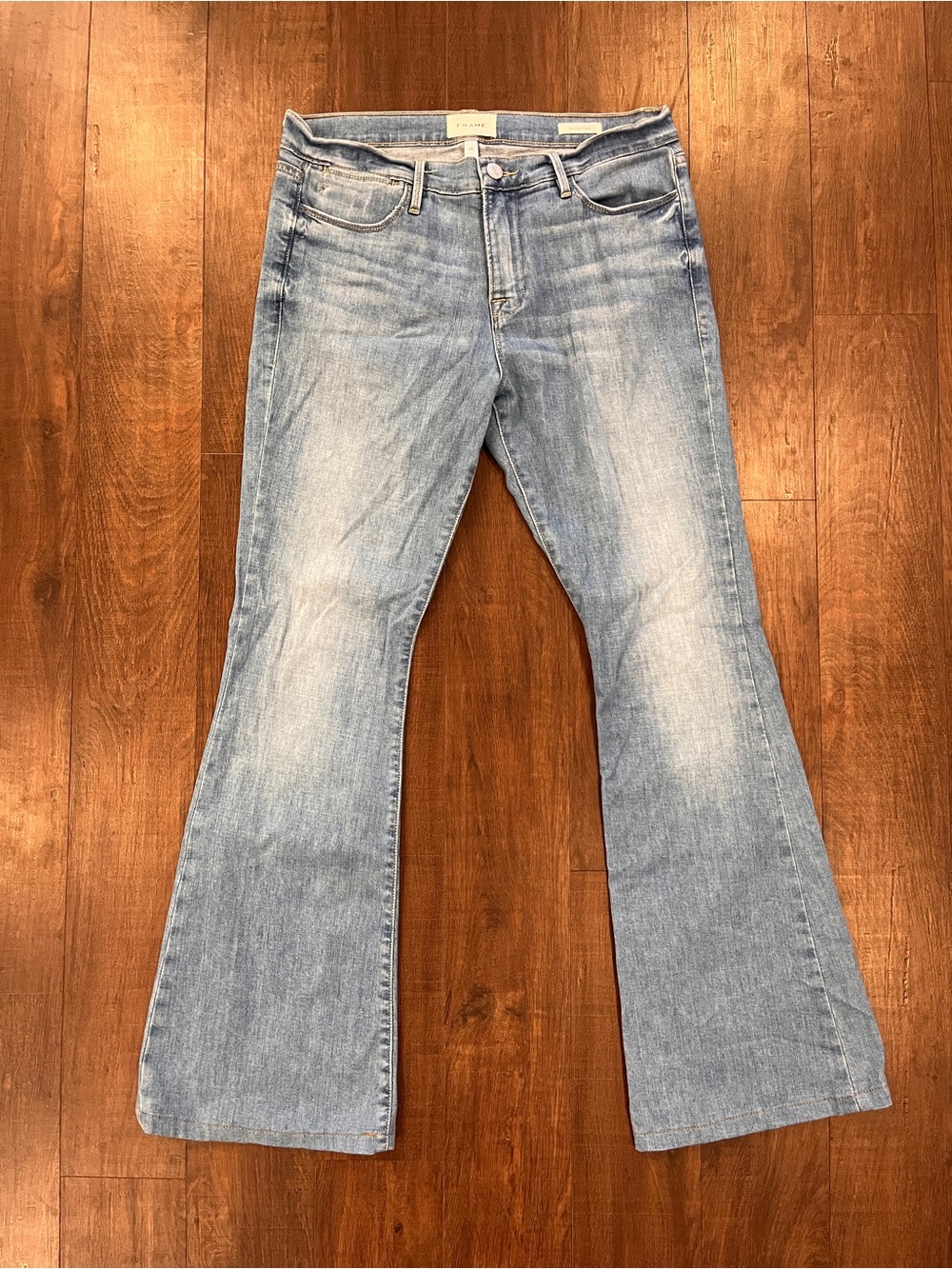 FRAME Le High Flare Jeans Womens 29 Blue Light Wash High Rise 30 Inseam